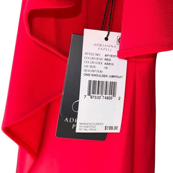 Adrianna Papell Red One-Shoulder Jumpsuit - Picture 14 of 14